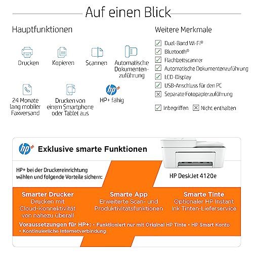 HP DeskJet 4120e Multifunktionsdrucker, 6 Monate gratis drucken mit HP Instant Ink inklusive, HP+, Drucker, Kopierer, Scanner, Mobiler Faxversand, WLAN, Automatische Dokumentenzuführung – Bild 3