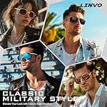 LINVO Polarized Sunglasses Men Premium Al-Mg Frame Classic Square Military Style 100% UV400 Protection - Image 2