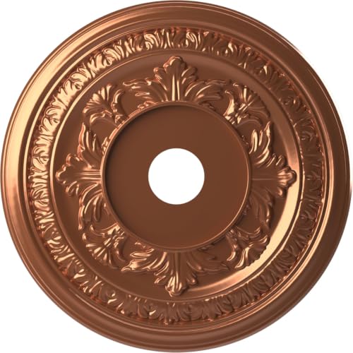 Ekena Millwork CMP22BABCO Baltimore Thermoformed PVC Ceiling Medallion (Fits Canopies up to 7 3/4"), 22"OD x 3 1/2"ID x 1"P, Bright Coat Copper