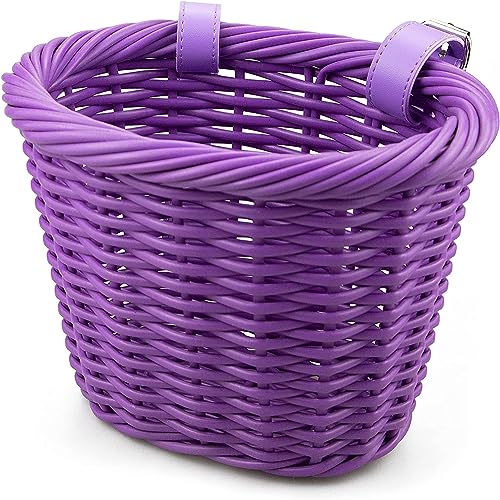 ZUKKA Kids Mini Bike Basket Front Bikes Basket for Children Handlebar Scoooter BMX MTB Bicycle in Purple, standard size