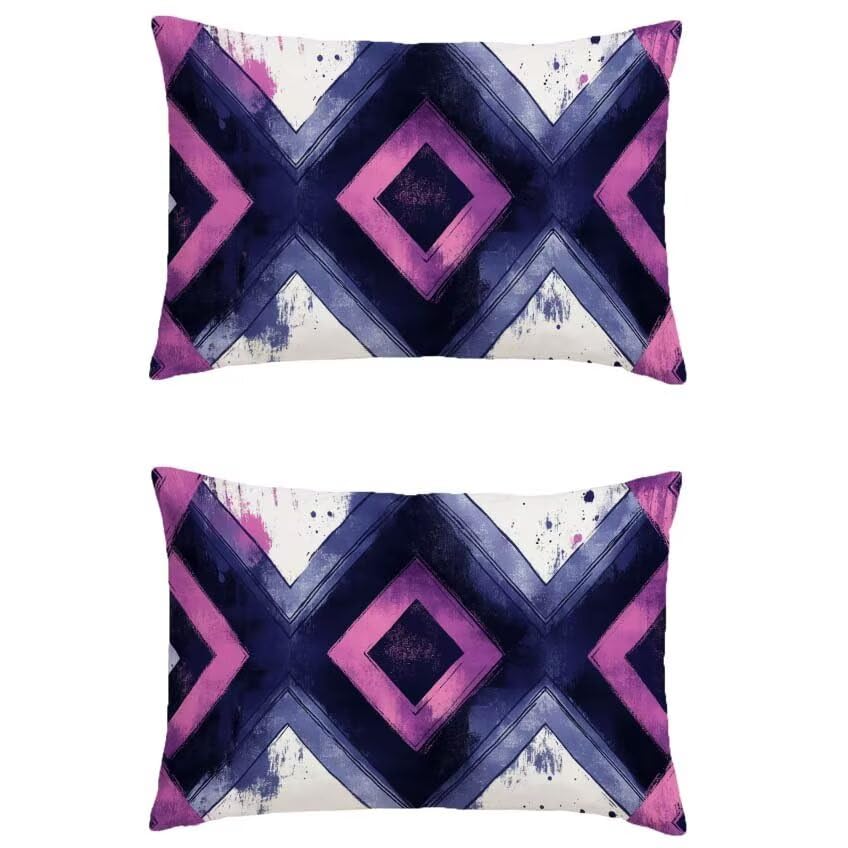 Housse coussin exterieur 50x90 lin impermeable rayures geometrie pour deco salon de jardin