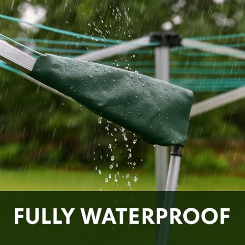 DIEBA 60m Heavy Duty 4 Arm Outdoor Rotary Clothes Airer/Dryer Washing Line With Metal Ground Spike & Water Proof Protective Cover Included - Outdoor Laundry Washing Line Ground Socket - Image 9