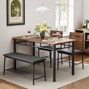 IRONCK Dining Table Set for 4, Kitchen Table and Chairs Set, Rustic Brown — photo 4 of 6
