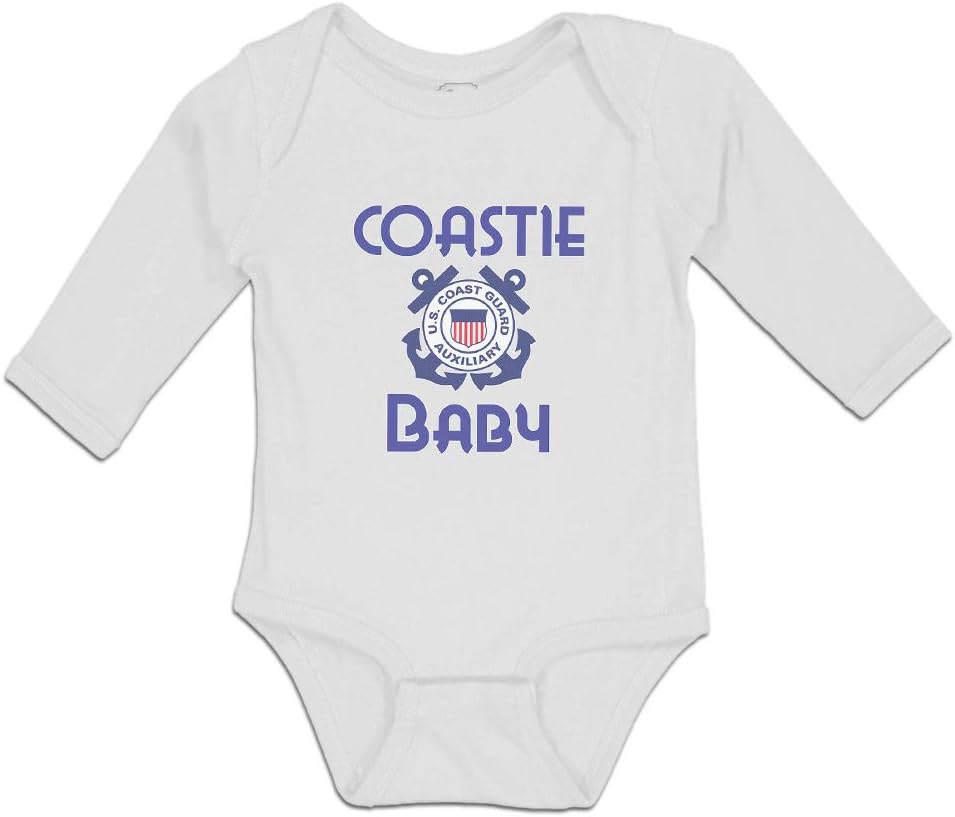 Baby Long Sleeve Bodysuit United States Coast Guard Auxiliary Coastie Baby Flag