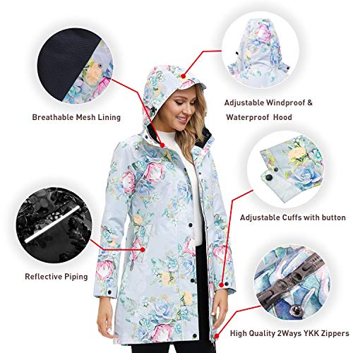 image for Corna Printed Long Light Rain Jacket Waterproof Active Outdoor Printed