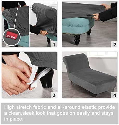 Stretch Chaise Lounge Cover Indoor, Printed Armless Chaise Chair Slipcover Furniture Protector Recliner Sofa Covers for Living Room Machine Washable (Orange)