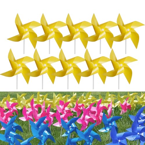 Tsocent 100 Pcs Pinwheels, Toy Wind Spinners and Party Favors Gifts for Kids, Outdoor Decorational Pinwheels for Yard and Garden (Yellow)
