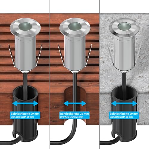 ledscom.de LED recessed Floor Light GLOX for Outdoors IP67, Aluminium, Round, 35mm diameter , Warm White, matt - Image 3