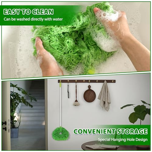 Image of Ceiling Fan Cleaner Duster High Ceiling Extended Fan Blade Cleaner from 13 to 50 Inch Reusable Microfiber Ceiling Fan Duster with Extension Handle for Furniture Bookshelves Wall Door (Green)