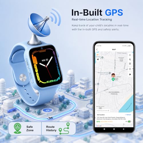 Image of SeTracker Kids Smart Watch for Boys Girls - L1G | 4G /5G SIM Support, GPS Tracking, HD Video Calling | Parental Control, Safe Zone Alert, SOS, Voice Chat, Class Mode | Ideal Gift for Kids - Blue