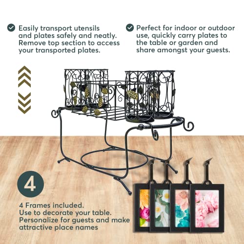 Maypes Utensil Caddy - Silverware Caddy Or Napkin, Cutlery And Plate Holder - The Ideal 2-Piece Portable Outdoor Kitchen Accessories Buffet Organizer For Picnics, Camping, Barbecue, Parties And Events #TOP1