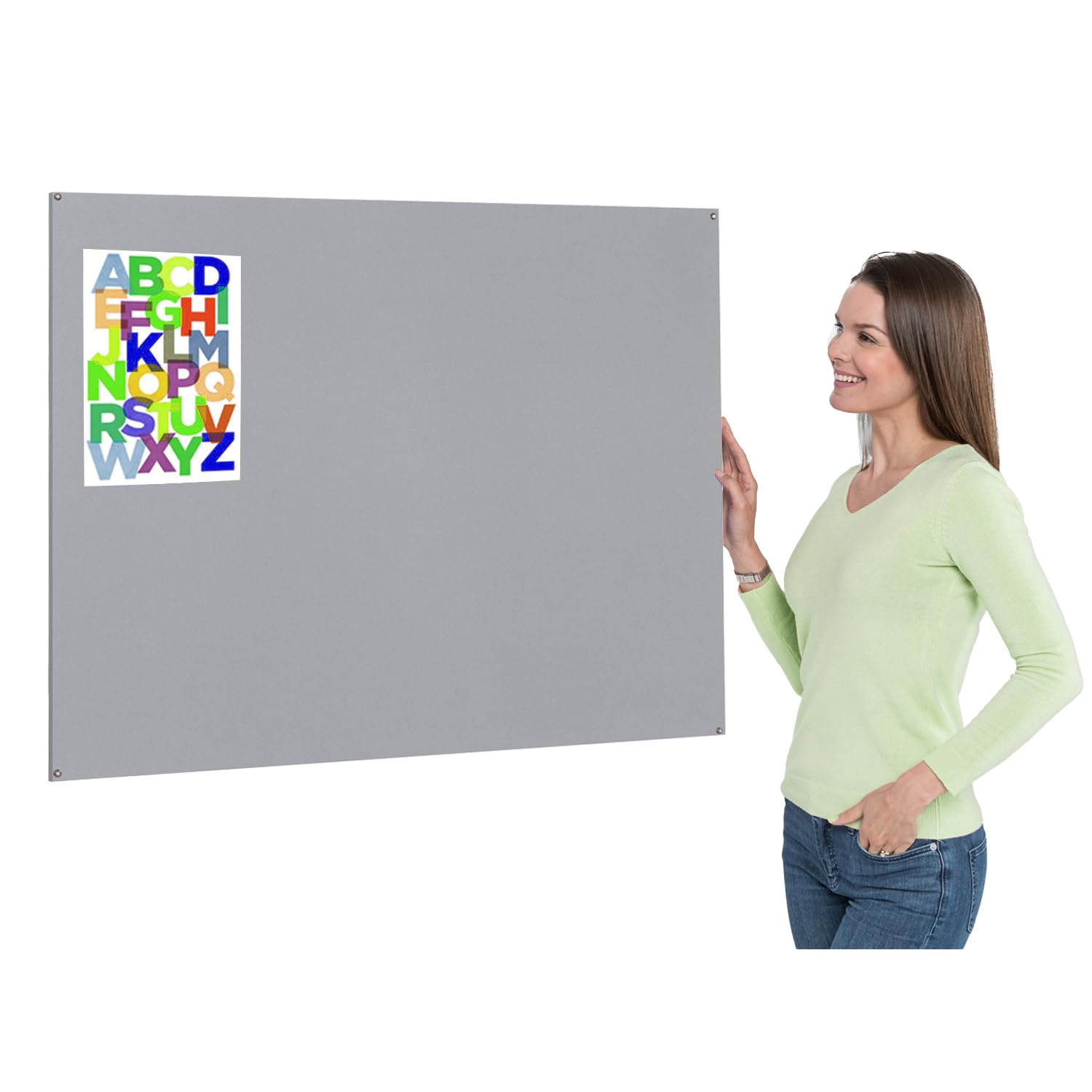Frameless Grey Felt Noticeboard | 120 x 90 cm | Wall-Mounted Bulletin Pinboard | 6 Colours to Choose from - Ideal for Office, School, Utility Areas