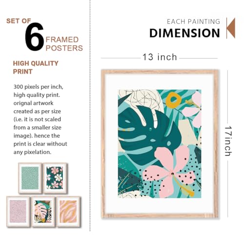 Image of NoWorries Pestal Colors Wall decor Paintings for Painting with frame - Modern art Wall Poster Paintings (Pattern-Minimal art) (Synthetic P.S. Mould Frame) Set of 6 (13x17 inches, art ATTACK-1)