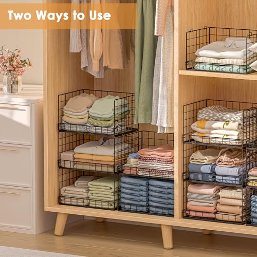 Image of Yociyoga 8-Tier Stackable Closet Organizers and Storage Shelves, Foldable Closet Shelf Organizer, Stackable Storage Bins Drawers for Closet Organizer System, Black(Patent No. 30022416)
