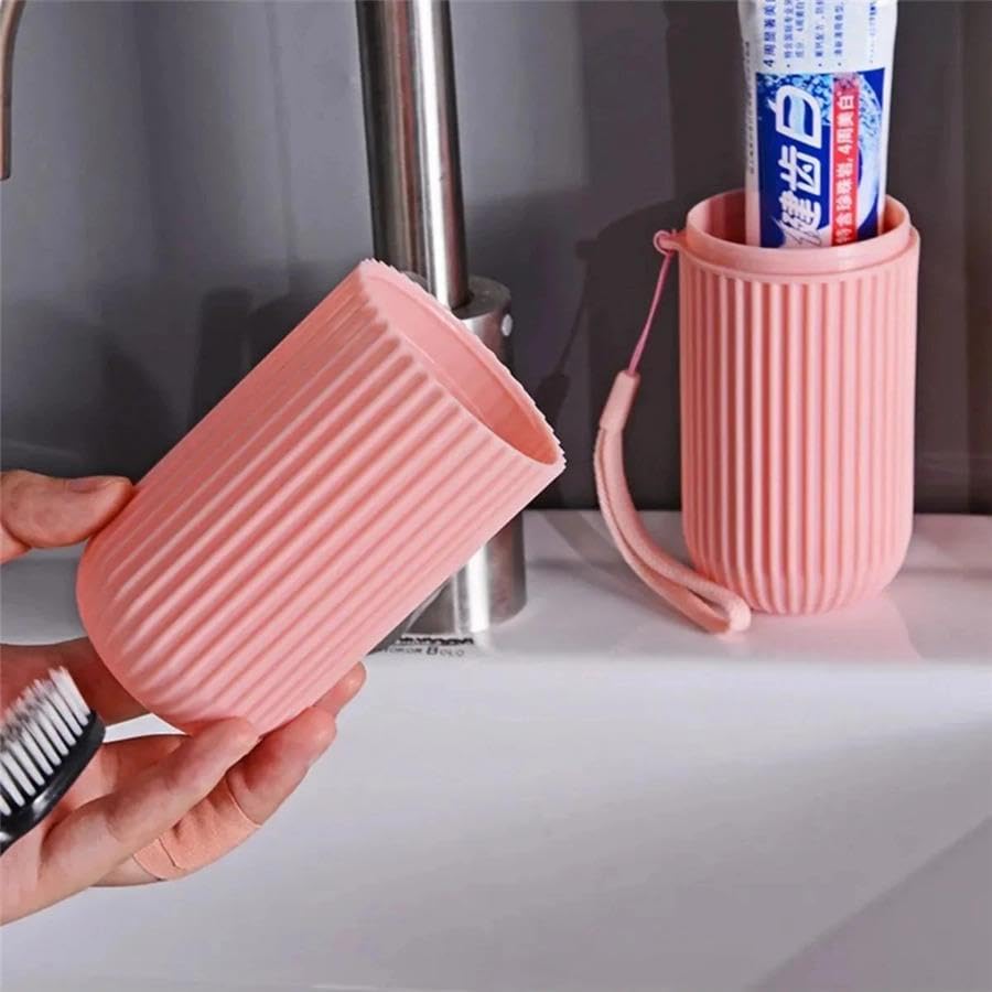 Pembe Seyahat Tipi Diş Macunu ve Fırçası Kabı Taşınabilir Saklama Kutusu