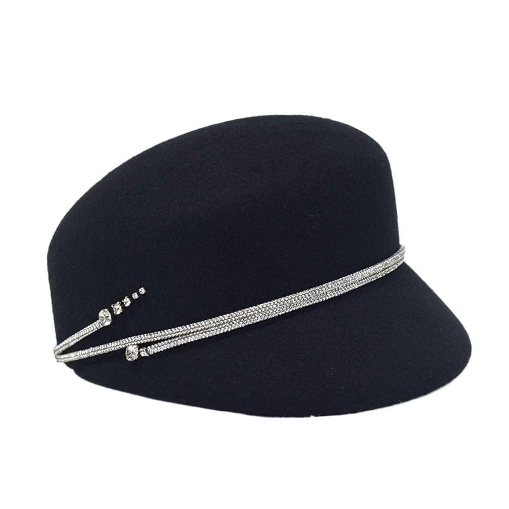 Autumn and Winter Water Diamond Bright Stripe Hat Equestrian Hat Female Knight Hat