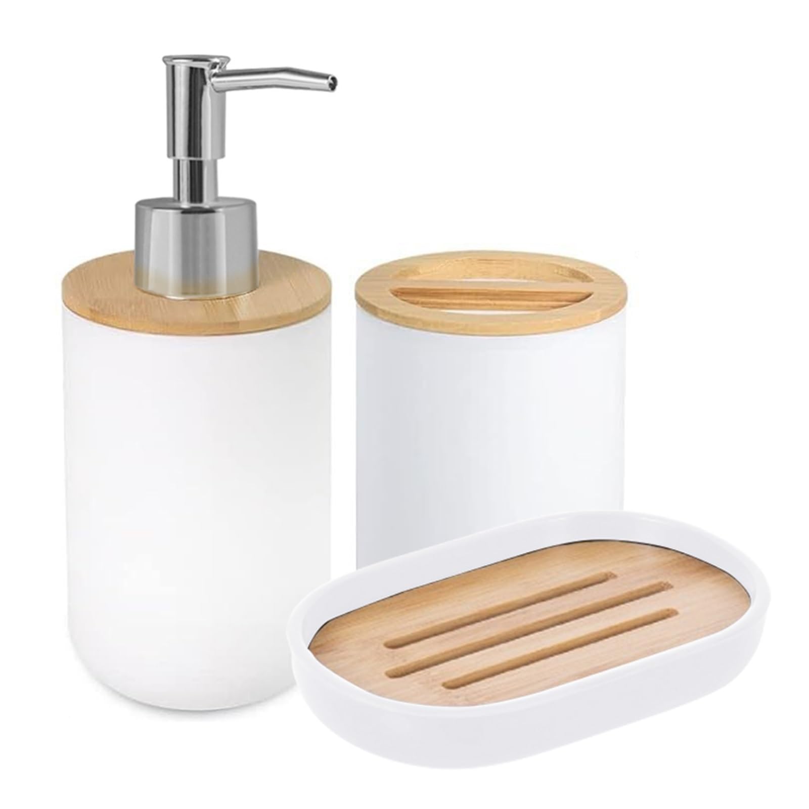 Soap And Toothbrush Holder Sets Bathroom Set Hands Soap Dispenser Toothbrush Holder and Soap Box Bathroom Decor Toiletries Holder for Bath Accessories(White A)