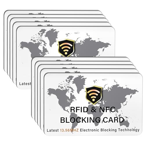 Image of SaiTech IT 10 Pack RFID Blocking Card for Credit Debit ID Card, WM White | Slim Anti-Theft Contactless NFC RFID Blocker Protector, Easily Fit into Wallet and Purse, for Men & Women