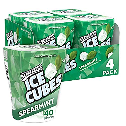 Ice Breakers Ice Cubes Sugar Free Gum with Xylitol, Spearmint, 40 Piece (Pack of 4)