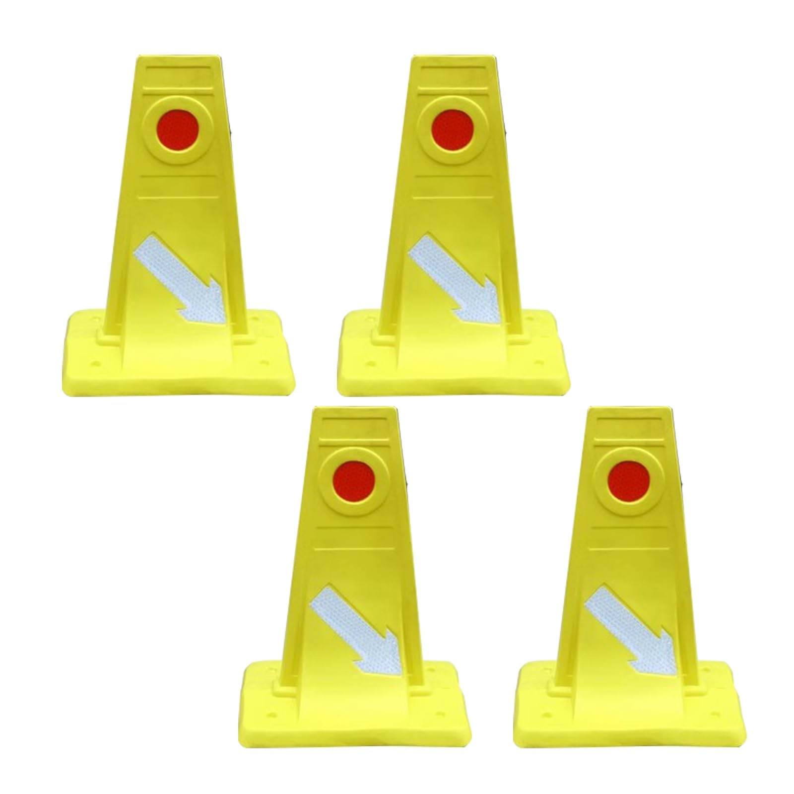 Słupki Ostrzegawcze, Pachołki EVA, z Odblaskowymi Strzałkami, Jednoczęściowe, Odporne na Nacisk, do Jazdy po Pasach Ruchu i Uprawiania Sportu (4 Szt.)(Yellow)