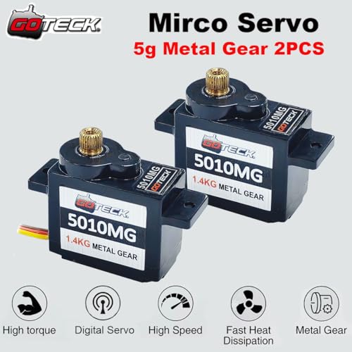 Image of GOTECK 2PCS 5g Mini Servo, Micro Full Metal Gear Digital Servo,for RC Car Model Boat Fixed-Wing Helicopter Airplane Robot Toy