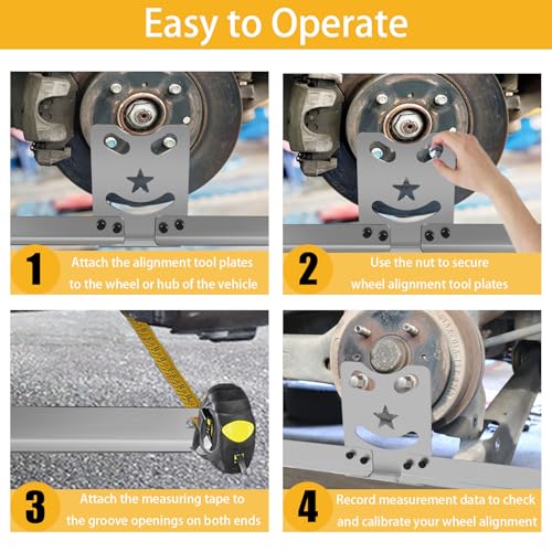 Image of Ertuohg Wheel Alignment Tool Plates, Heavy Duty Toe Alignment Tool Plates, Car Alignment Tool Kit for Accurate Measurement and Quick Calibration, DIY Toe Alignment Tool for Car, Truck, SUV (Silver)