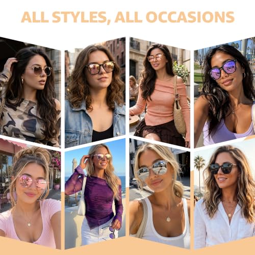 Image of Myiaur Polarized Sunglasses for Women, Square Mirrored Trendy Shades with UV Protection Reduce Glare Sun Glasses