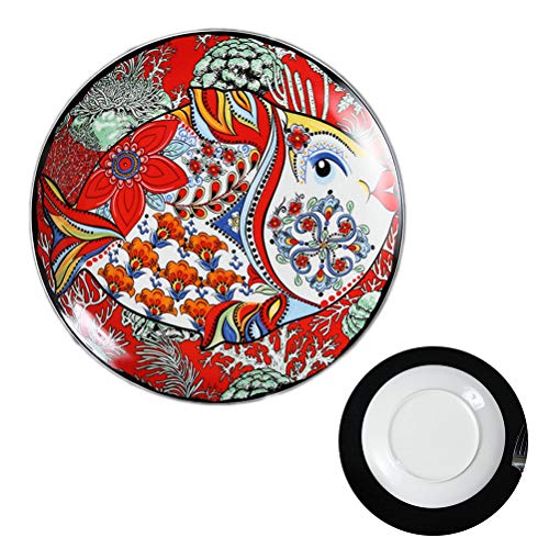 Prato de Comida de Cerâmica de Estilo Chinês de 10 Polegadas Sereia Padrão de Design de Prato Bandej