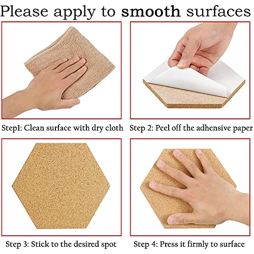 Povokici 12 Pack Hexagon Cork Board Tiles 1/2" Thick Self-Adhesive Corkboards 12" X 10.2" Memo Boards Pin Board Decorative Bulletin Board For Office Home Kitchen With 100Pcs Push Pins #TOP3