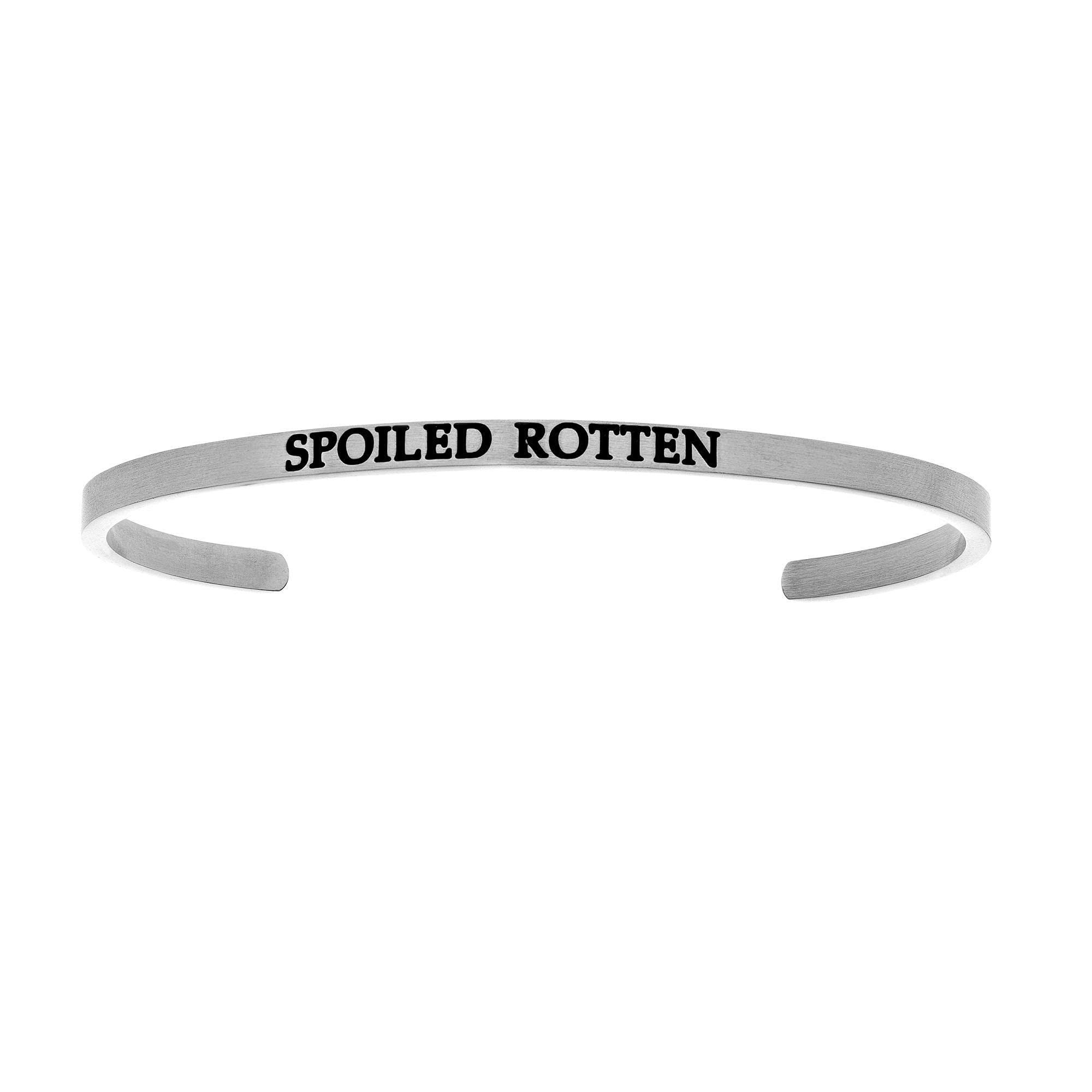 Stainless Steel"SPOILED ROTTEN" with 0.005ct. Diamond Cuff Bangle