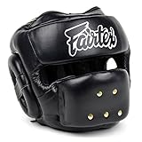 Fairtex HG14 Full Face Headguard Headgear Helmet Boxing Head Guard Thai Boxing K-1 MMA Head Gear Guard Protective Muay Thai (Black, Large)