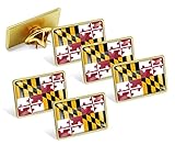 6/Pack-US Maryland MD State Lapel Pins Waving Flag America Patriotic Pins Bulk Metal Souvenir Series Gifts Maryland Pins Badge Button