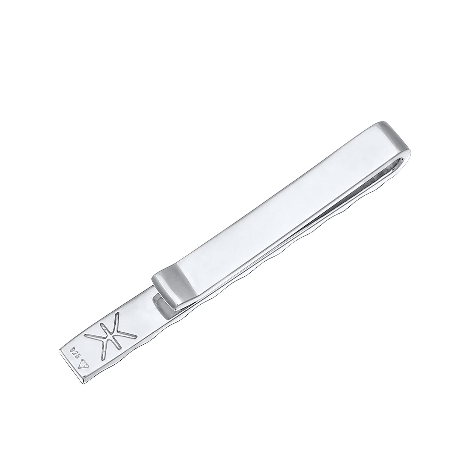 Kuzzoi Herren Krawattennadel mit Pyramiden Struktur, Krawattenklammer (4 mm) poliert für normale Krawatten, 925 Sterling Silber, Krawattenschmuck für Männer im modischen Look