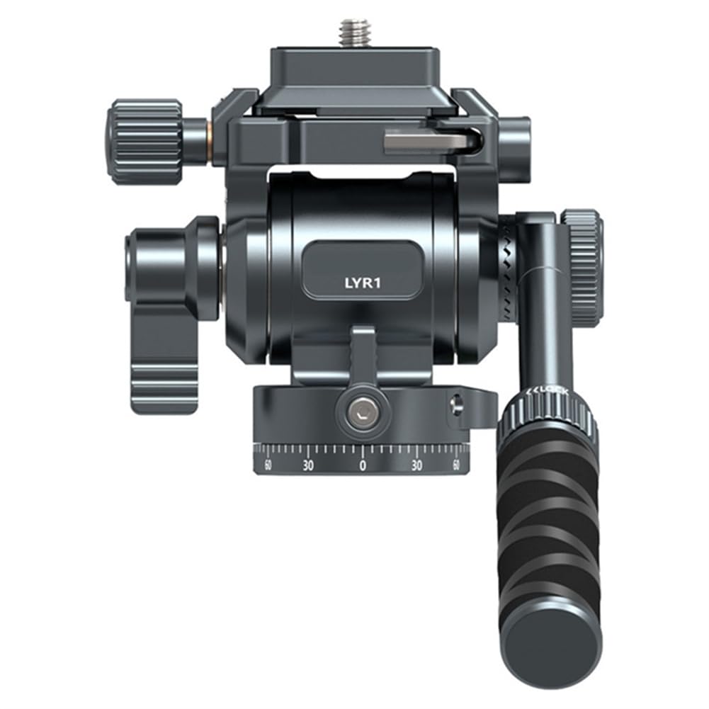 F38 Quick Release Fluid Video Gimbal - Gimbal panorámico de 360°, inclinación de 145° con extraíble para tomas de trípode