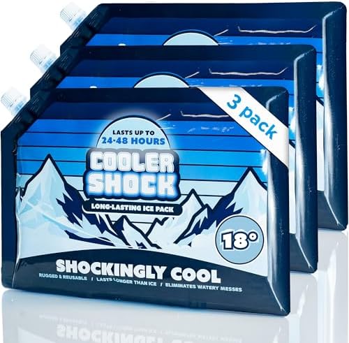 Cooler Shock Reusable Ice Packs (Set of 3) - Long Lasting Cold Freezer ...