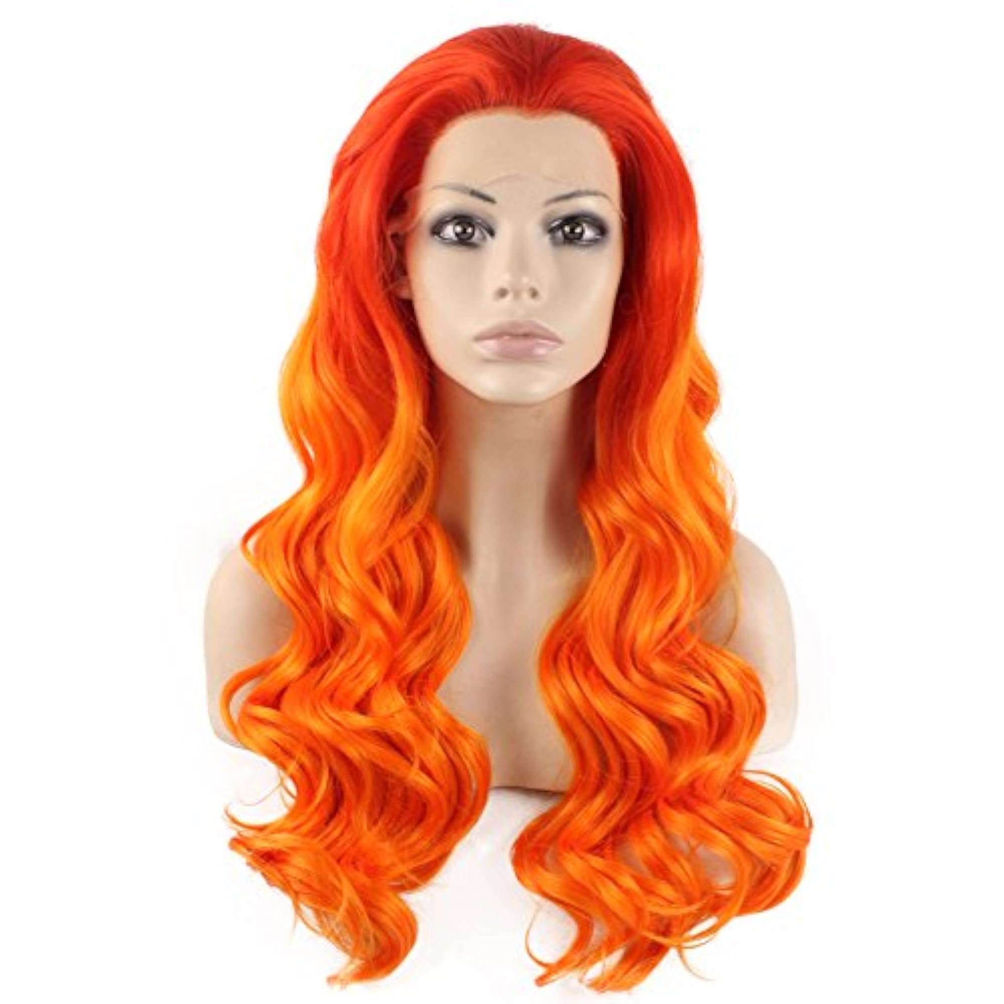 Mxangel Long Wavy Two Tone Ombre Orange Wig