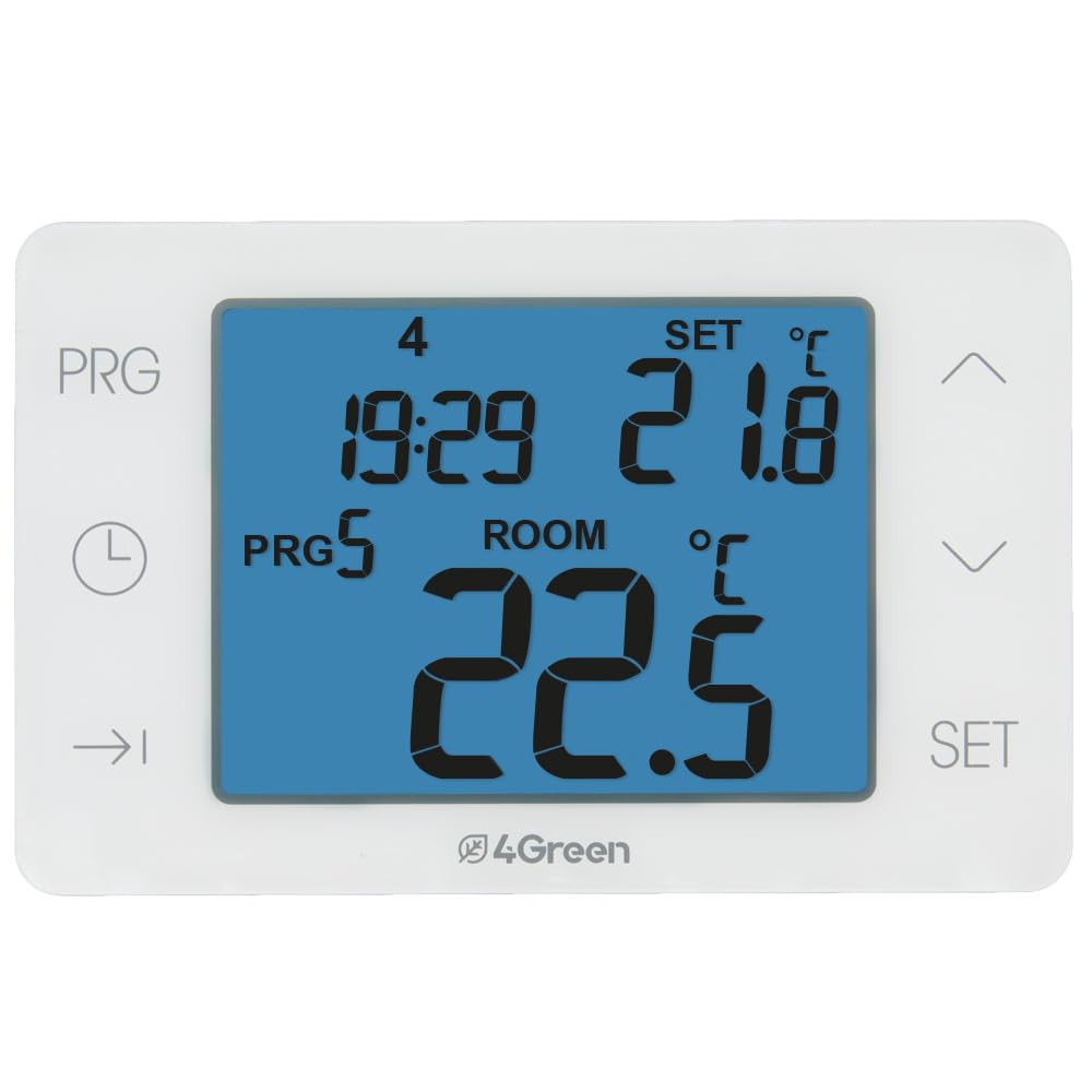 CC 15B – Termostato Digital con Pilas para Caldera y Calefacción, Programable Semanal de Pared, Pantalla Táctil, Blanco
