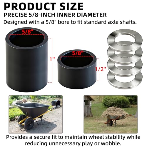 AR-PRO Wheel Hub Spacers – Nylon 5/8" Axle Spacer Kit, Combo Pack with 4 x 1/2in and 2 x 1in Extension Sleeves for Hand Trucks, Dollies, Utility Carts, Wagons
