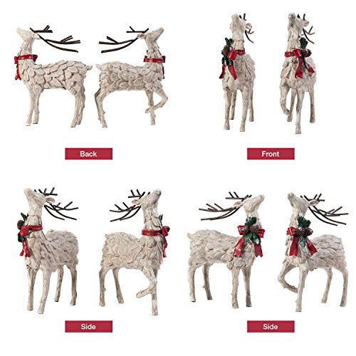 Cedar Home Resin Holiday Figurine Decorative Christmas Deer Tabletop Statue Decor, 2 Pack #TOP3