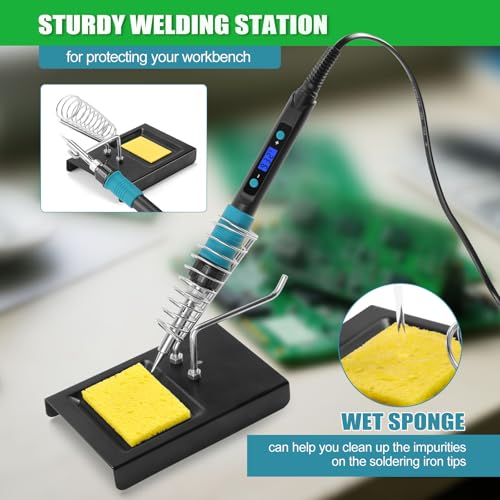 WORKEASE Soldering Iron Kit,100W LED Digital Solder Iron with 5pcs Tips, 10s Fast Heating Max 932℉, Adjustable Temperature Soldering Iron Kit for Electronics for Electronic Repair, DIY