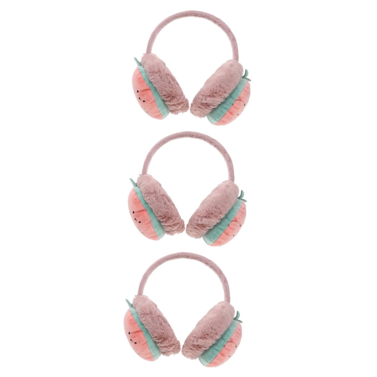 LIFKOME 3pezzi Earmuffs Invernali Per Ragazzo Ragazza Peluche Copriorecchie Caldi e Morbidi Per Giornate Fredde Design Creativo e Anguria