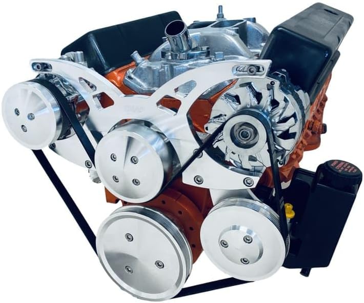 Small Block Chevy Serpentine Pulley Conversion Kit ALT PS A/C SBC 350 Triangles