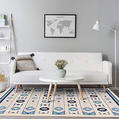 Tapis de zone moderne simple bleu blanc 120x180cm pour grand salon et chambre