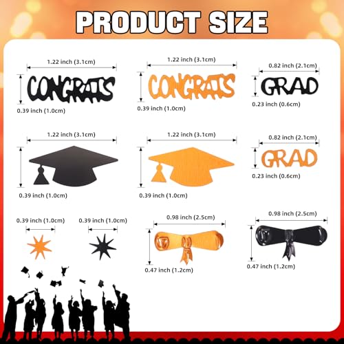 Image of Orange and Black Graduation Confetti 2026, 1000 Pcs Class of 2026 Table Centerpiece Grad Confetti for 2026 Graduation Party Decorations Supplies
