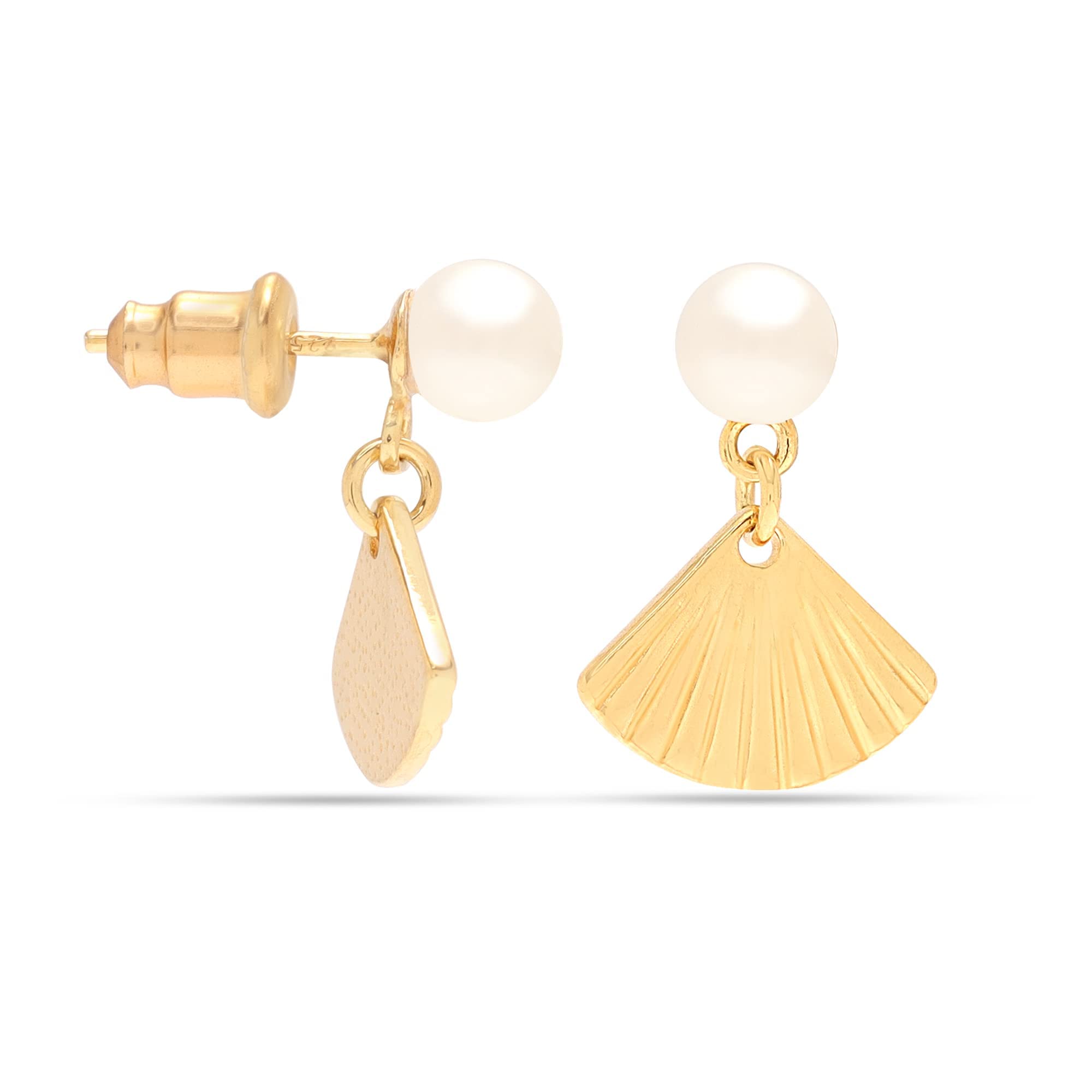 LeCalla 925 Sterling Silver BIS Hallmarked Gold-Plated Shell & Pearl Stud Earrings for Women & Girls (B09QYVZD4M) Amazon Price History, Amazon Price Tracker
