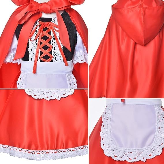 Little Red Riding Hood Costume for Girls, with Dress, Hooded Cape, Headband, Pumpkin Basket – Halloween Costume for Kids, Book Characters Costumes for Girls 2026 - view 5