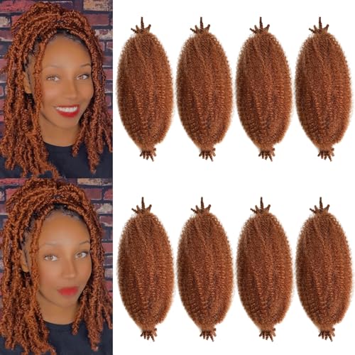 Springy Afro Twist Hair 12 Inch Marley Twist Braiding Hair Crochet 8 Packs Copper Red Kinky Hair Ginger Afro Twist Hair for Soft Locs Cuban Twist Hair Extensions(12 Inch (Pack of 8),350#)