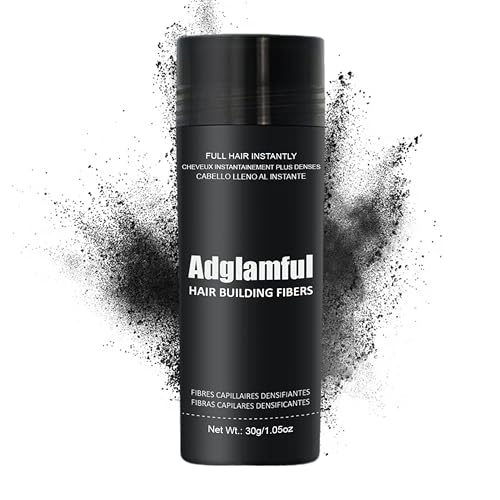 Adglamful Hair Fibers for Thinning Hair, All Day Hold Hair Building Fibers for Women & Men, Instant Coverage for Fuller-Looking Style, Undetectable & Easy Use - 30g (Black)