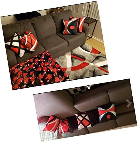 DZGlobal Red Throw Pillows Covers Red and Black Cushion Covers 18x18 Modern Abstract Stripes Pillow Covers for Couch Sofa Bedroom Red Living Room Decor Set of 4