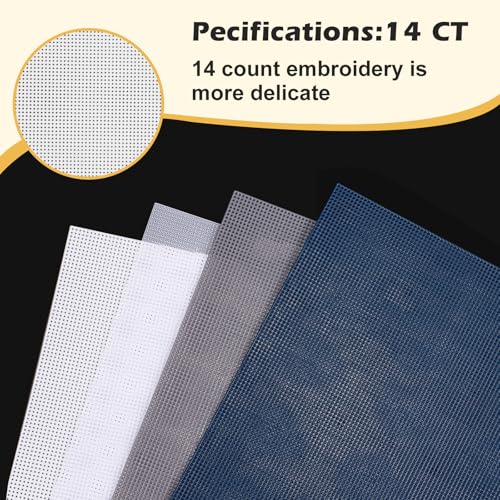 Image of 4pcs Plastic Mesh Canvas Sheets,11x8.2 inch,14 CT Clear Plastic Mesh Canvas Sheets for Embroidery & Knit Crochet Projects, DIY Handicraft, Make Dividers